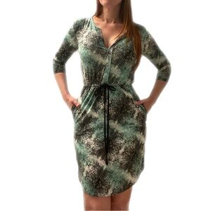 Green and Black Patterned Dress